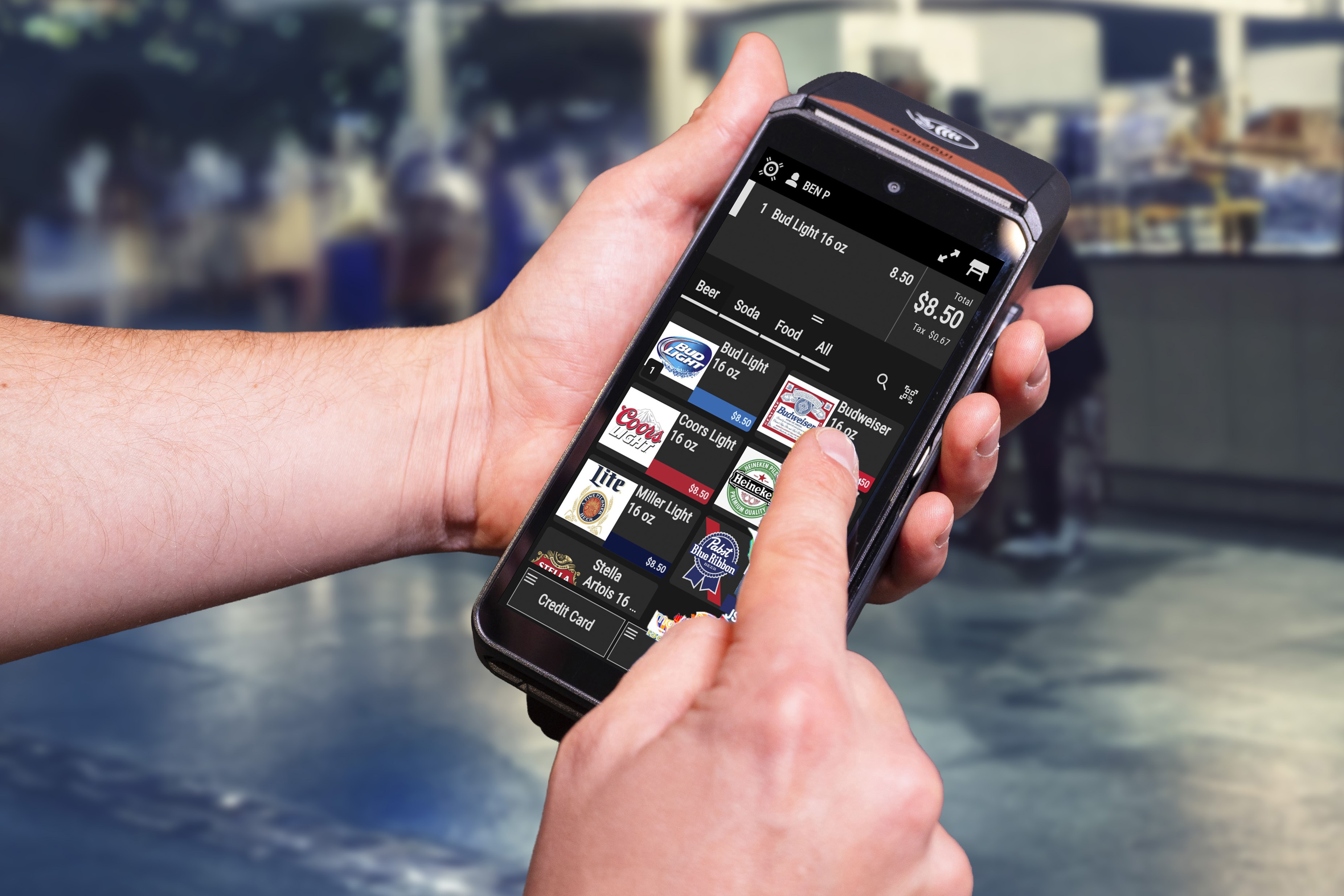 MyVenue POS on a handheld device