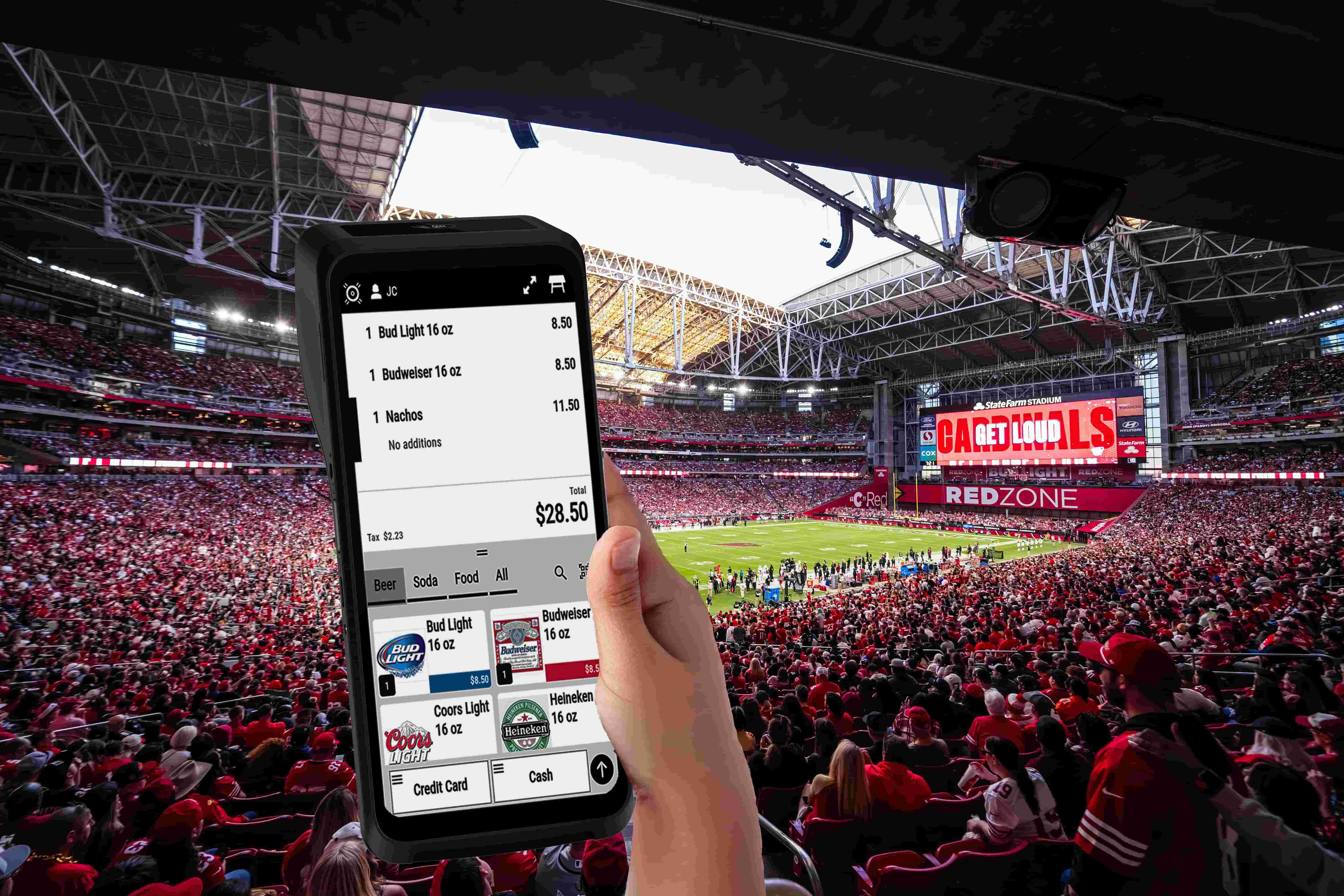 Full crowd State Farm Stadium white UI